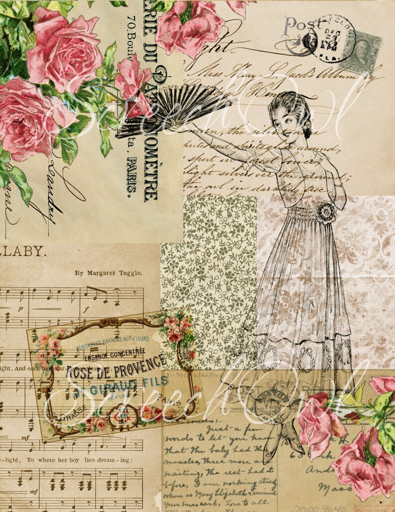 Sewing Ephemera Collage Sheet Decoupage Paper Scrapbooking Etsy