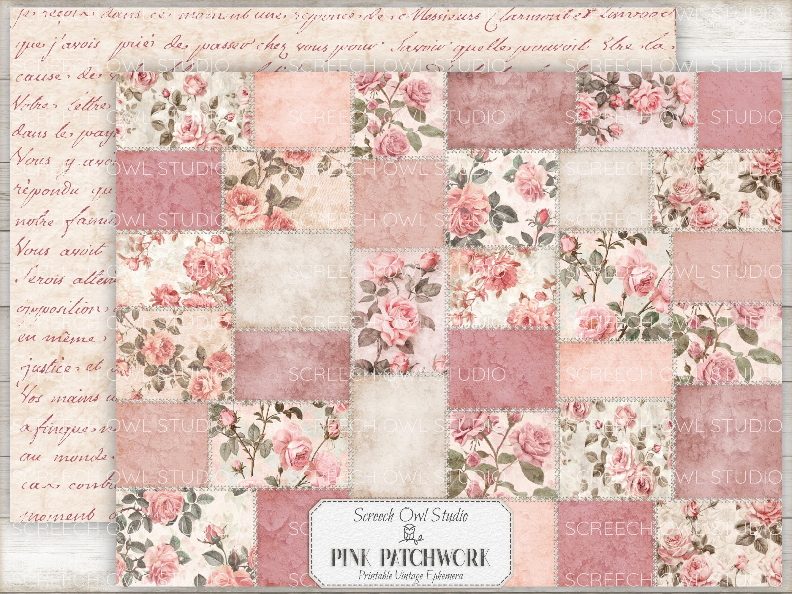 Pink Patchwork Printable Paper Pack: Scrapbooking, Cardmaking (digital ...