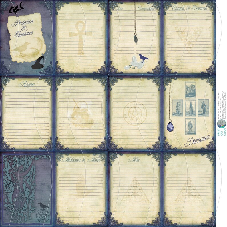 Book of Shadows Journal Pages Printable Stationery Digital | Etsy