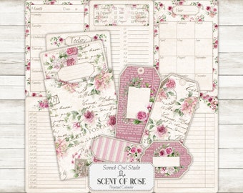 Rose Perpetual Calendar Cards: Printable Junk Journal Ephemera (Digital Download)