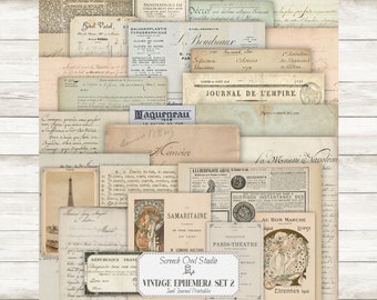 Vintage French Ephemera: Junk Journal Paper (Digital Download) - Set 2