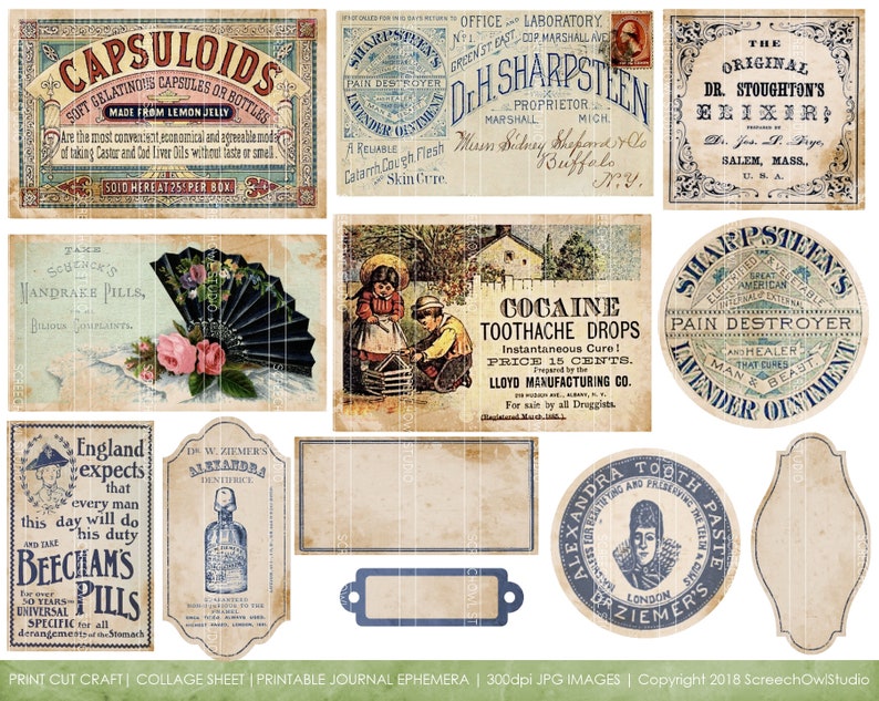 Apothecary Advertisement Collage Sheet Printable Journal - Etsy New Zealand