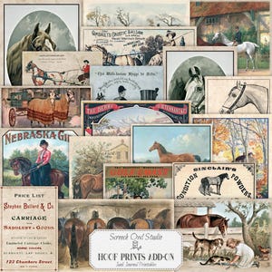 éphémères vintage de chevaux, éphémères de journal indésirable, équitation, scrapbooking, créations en papier - module complémentaire d'impressions de sabots