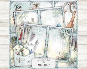 Fairy Journal Kit, Printable Junk Journal Pages and Ephemera, Paper Crafts, Card Making, Scrapbooking - Fairy Tales