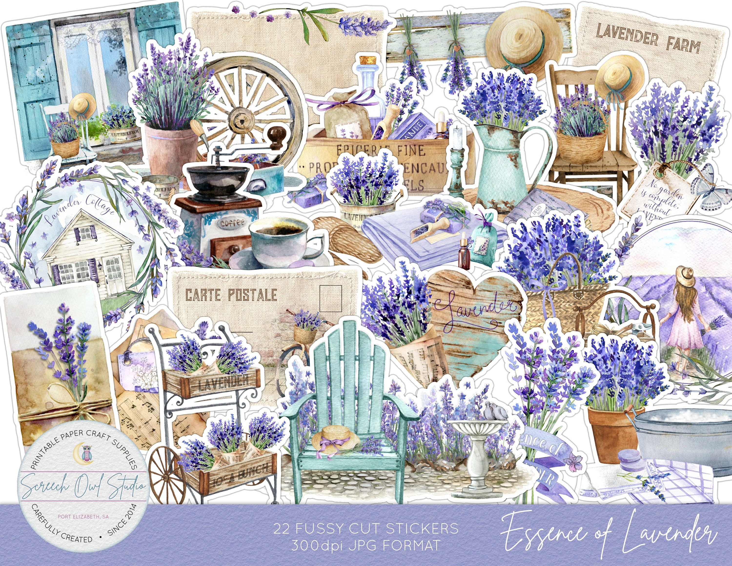 Printable Fussy Cut Stickers, Card Making, Scrapbooking, Junk Journal  Ephemera, Paper Crafting, Collage Sheet Essence of Lavender -  Singapore