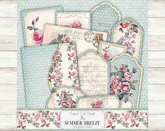 Summer Breeze Journal Ephemera: Floral Paper Craft Supplies (Digital Download)