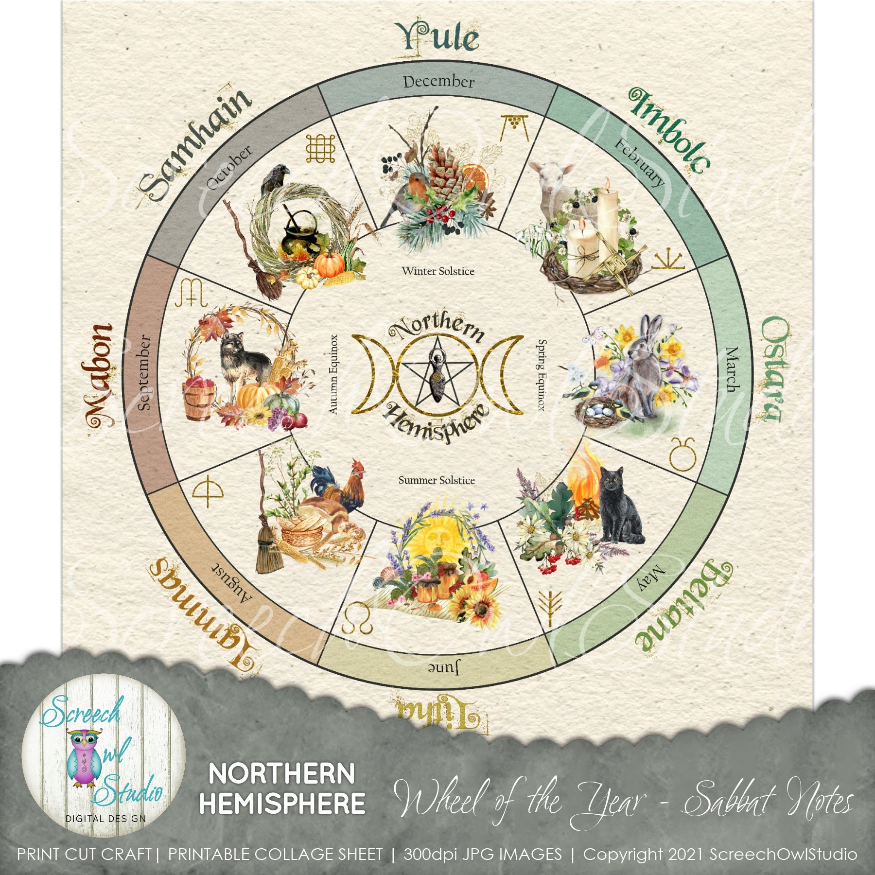 Northern Hemisphere Wheel of the Year Sabbat Note Cards Etsy