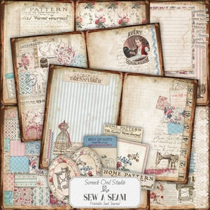 Cuaderno de costura imprimible: Artículos vintage de costurera (Descarga digital)