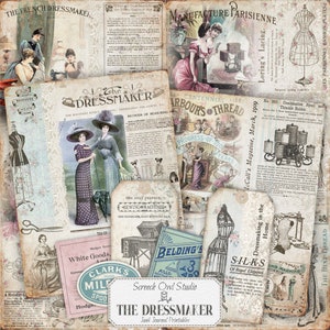 Druckbare Vintage Werbung, Collage Sheet, Junk Journaling, Papercraft, Scrapbooking - Die Schneiderin
