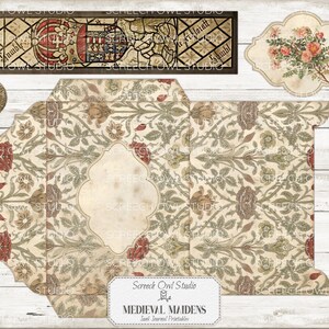 Junk Journal Printables, Paper Craft, Scrapbooking, Vintage Journal Pages and Ephemera - Medieval Maidens.  Instant Digital Download.  Screech Owl Studio printables.