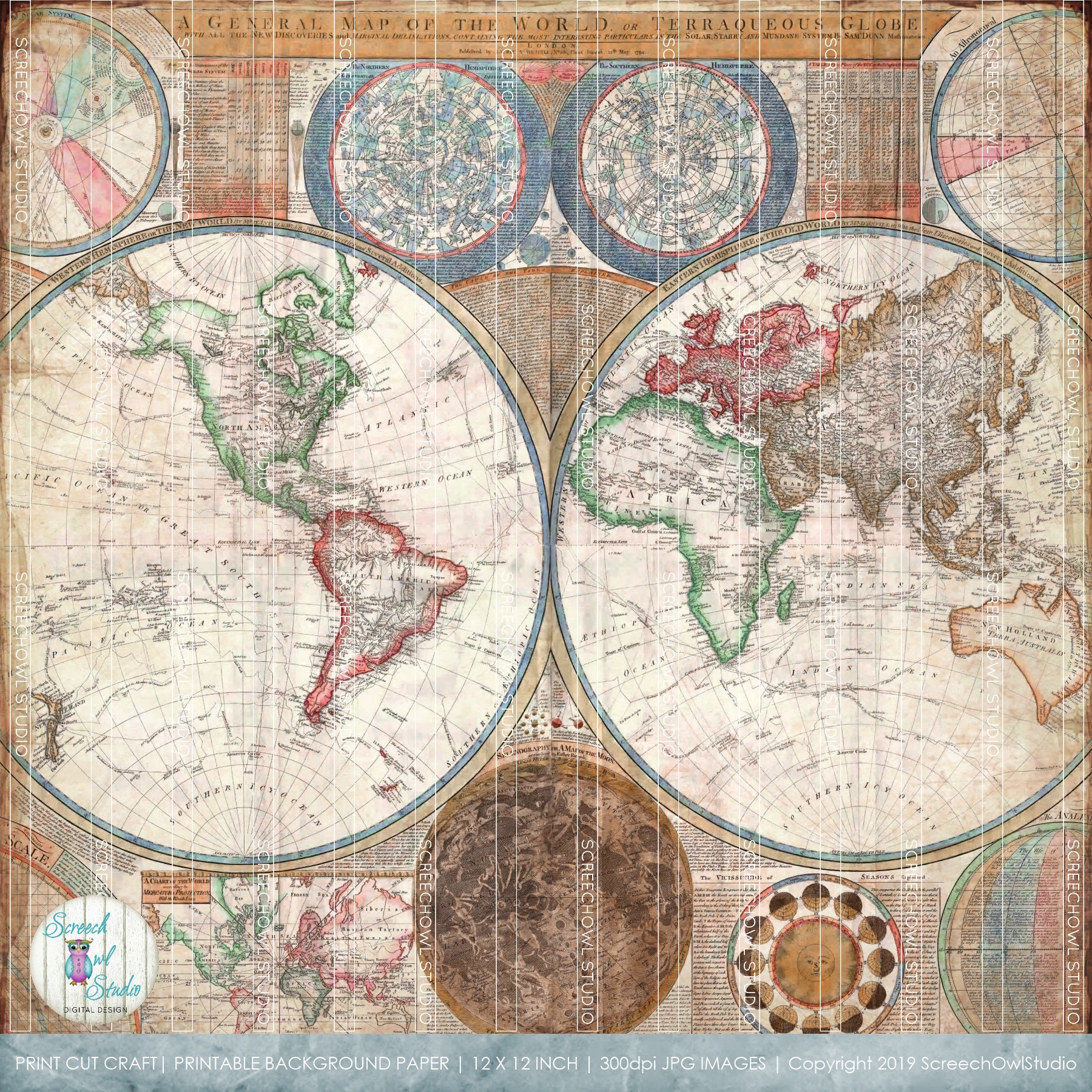 Digital Scrapbooking Paper 12 X 12 Inch Card Making Etsy