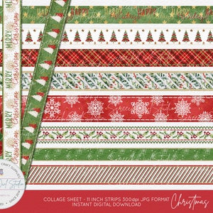 Christmas Washi Tape Printable Collage Sheet Christmas - Etsy