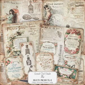 Vintage Werbung Ephemera Collage Papiere, Junk Journal Seiten, Tear Sheets, Papierherstellung, Scrapbooking - Beauty Produkte #1