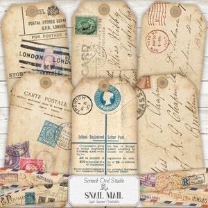 Etykiety pocztowe, bardzo duże drukowane etykiety do dziennika, taśma pocztowa washi, dzienniki śmieciowe, rękodzieło papierowe, scrapbooking - Snail Mail