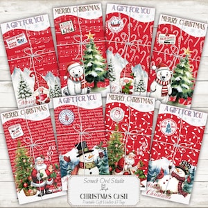 Kerstgeldenveloppen, afdrukbare cadeauportemonnee, kerstman, cadeaukaartjes, kerstbriefpapier - kerstkas
