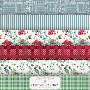 Paquete de papel navideño, papeles de fondo imprimibles, álbumes de recortes, fabricación de tarjetas, diario basura, manualidades de papel - Complemento Christmas Joy