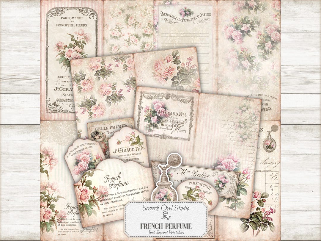French Perfume Junk Journal Pages: Printable TN Inserts (digital ...