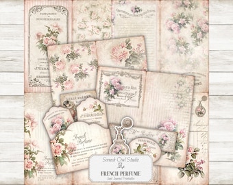 French Perfume Junk Journal Pages: Printable TN Inserts (Digital Download)
