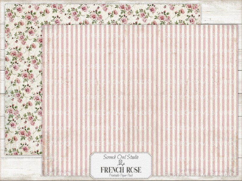 French Rose Printable Paper Pack: Junk Journal, Scrapbook (digital ...