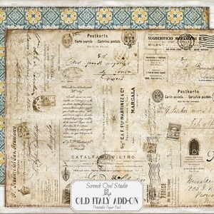 Old Italy Add-on Printable Paper Pack, Vintage Junk Journaling Paper ...