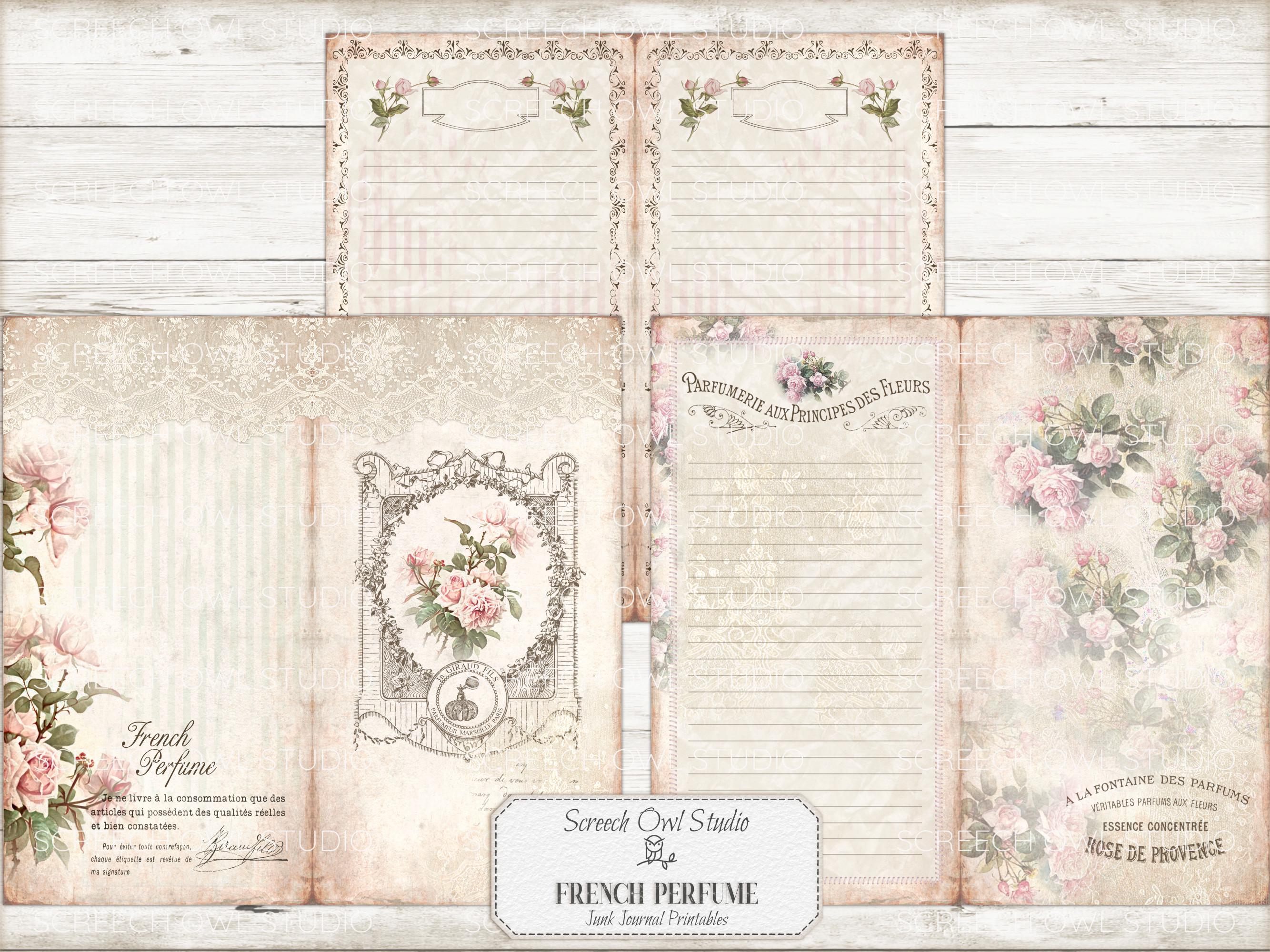 French Perfume Junk Journal Pages: Printable TN Inserts (digital ...