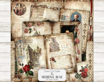 Printable Medieval Rose Journal Ephemera: Scrapbook Paper Craft (Digital Download)