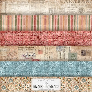 Druckbares Journal Papier, Hintergrundpapiere für Junk Journaling, Scrapbooking, Papier Basteln, Digitales Papier