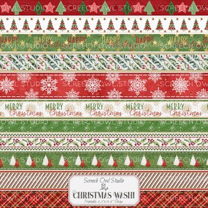 Christmas Washi Tape, Printable Collage Sheet, Junk Journal, Christmas ...