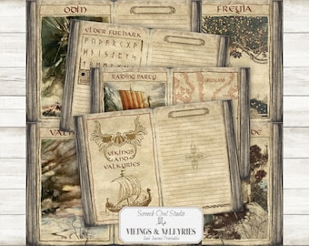 Páginas del diario de mitología nórdica: temática vikinga, arte de Arthur Rackham (descarga digital)