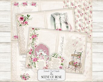 Rose Journal Pages: Printable Ephemera, Fussy Cuts (Digital Download) - Scent of Rose