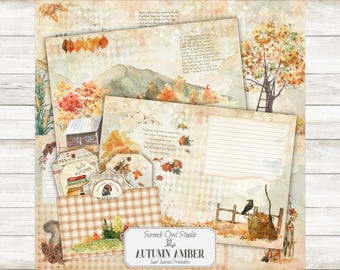 Fall Harvest Journal Kit: Autumn Ephemera, Printable Paper (Digital Download)