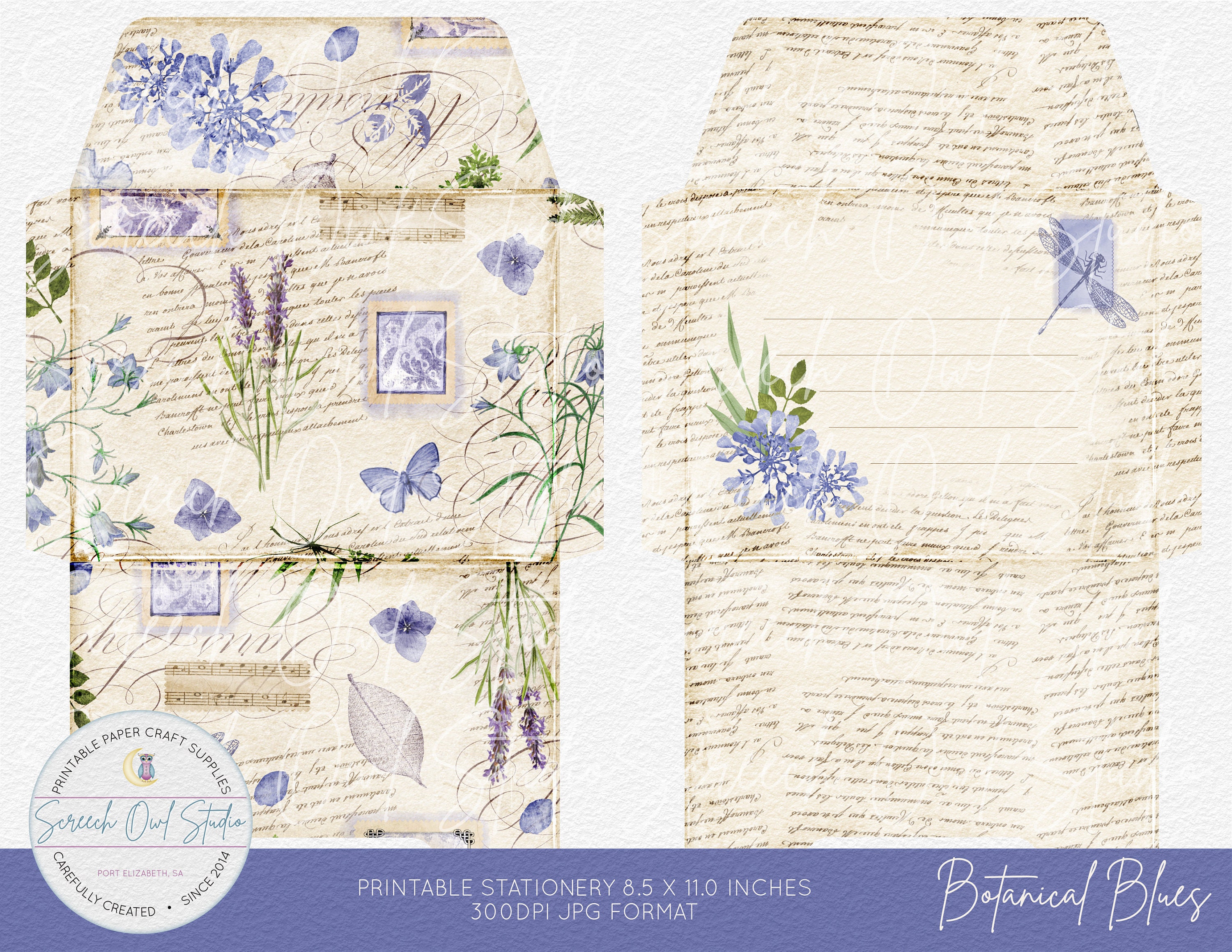 Printable Stationery Letter Writing Paper and Envelopes Etsy UK