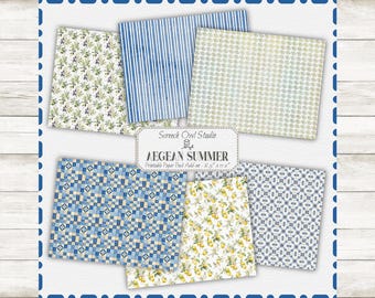 Aegean Summer Paper Pack; Printable Background Paper; Scrapbooking; Cardmaking; Journaling.