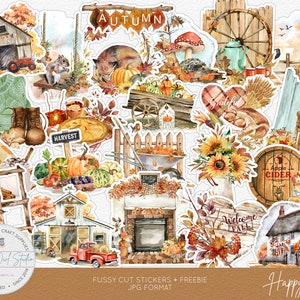 Découpes originales d'automne, fabrication de cartes, embellissements de scrapbooking, accessoires pour journal intime, autocollants à imprimer, créations éphémères en papier - joyeux automne