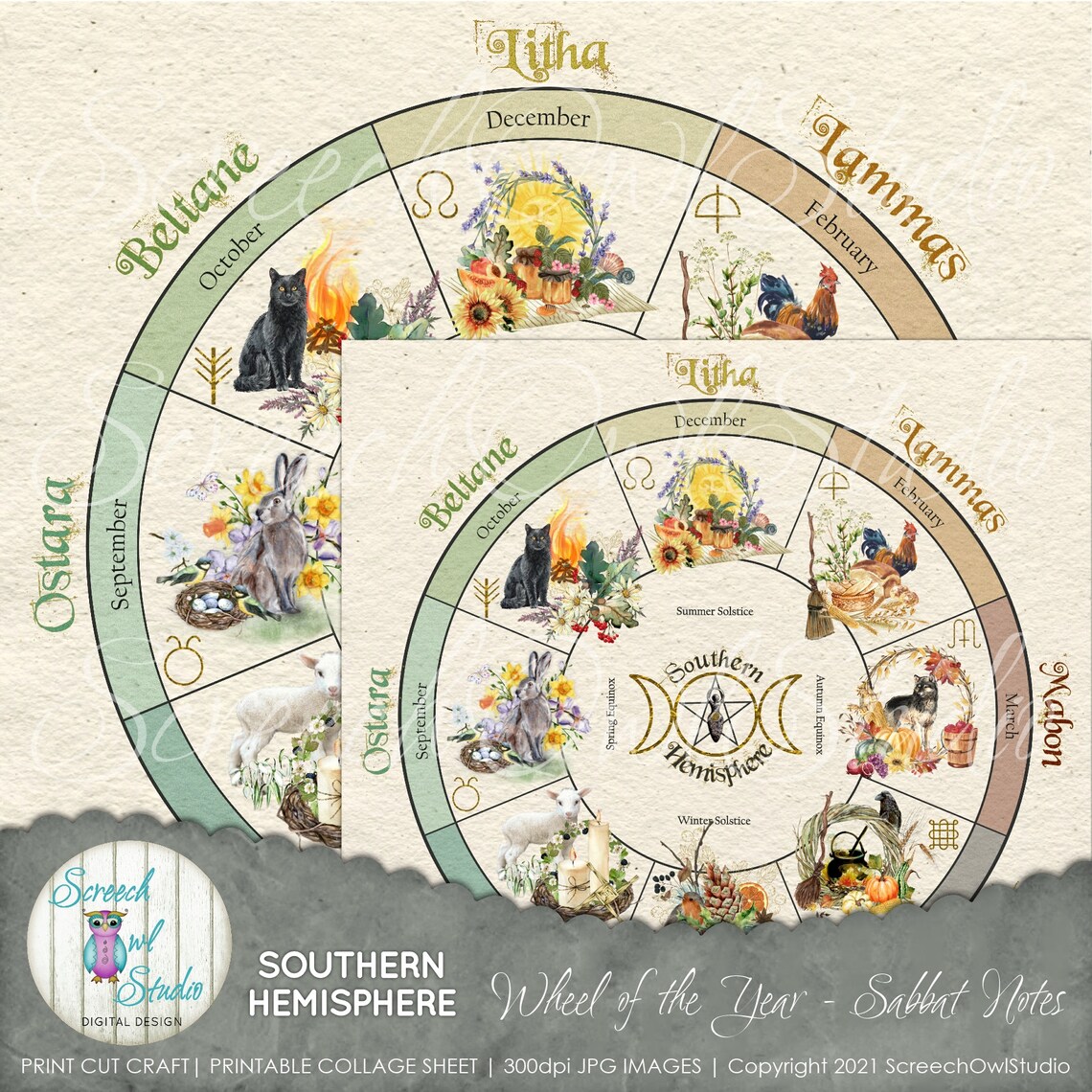 Southern Hemisphere Wheel of the Year Sabbat Note Cards Etsy Australia