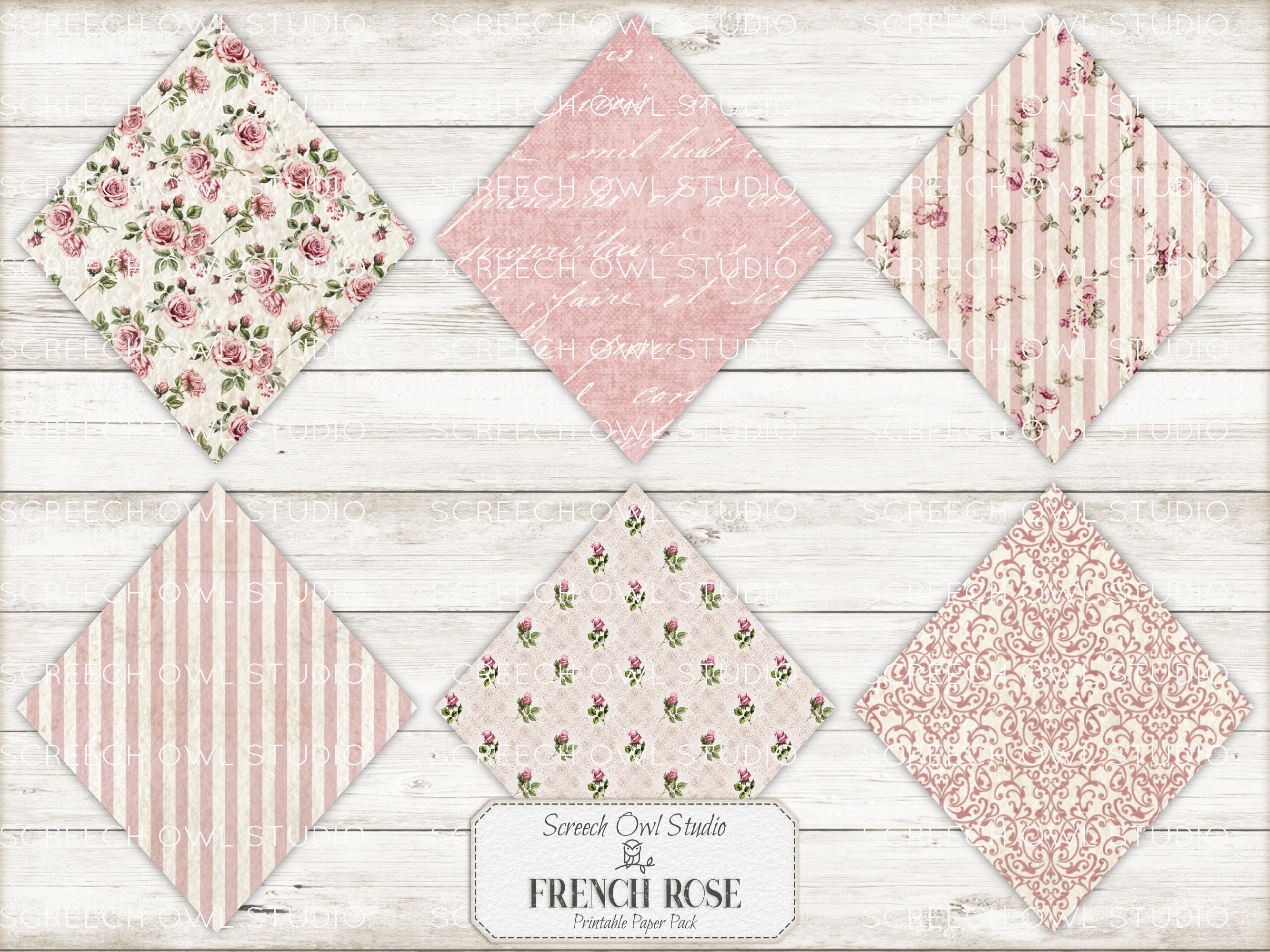 French Rose Printable Paper Pack: Junk Journal, Scrapbook (digital ...