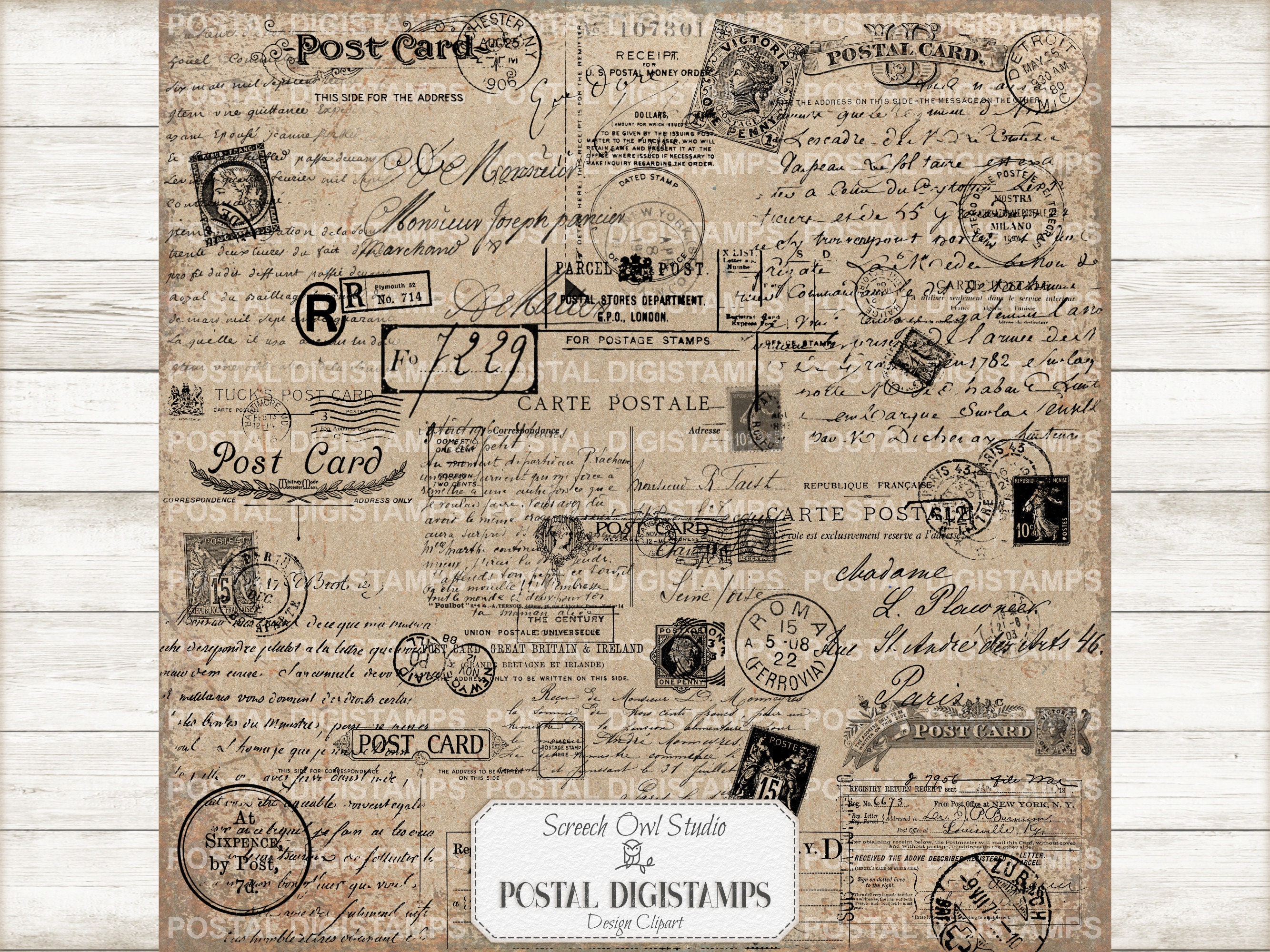 Postal Digistamps, Vintage Clip Art Design Elements, Junk Journal,  Scrapbooking, Paper Craft Supplies, PNG Format Postal Elements -  Sweden