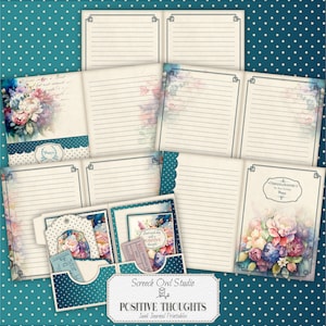 Páginas y elementos de diario imprimibles, material efímero para diarios, diario basura, documentos de referencia, tarjetas, etiquetas, boletos, bolsillos - Pensamientos positivos