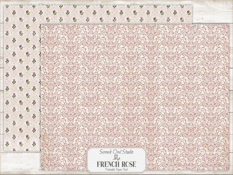 French Rose Printable Paper Pack: Junk Journal, Scrapbook (digital ...