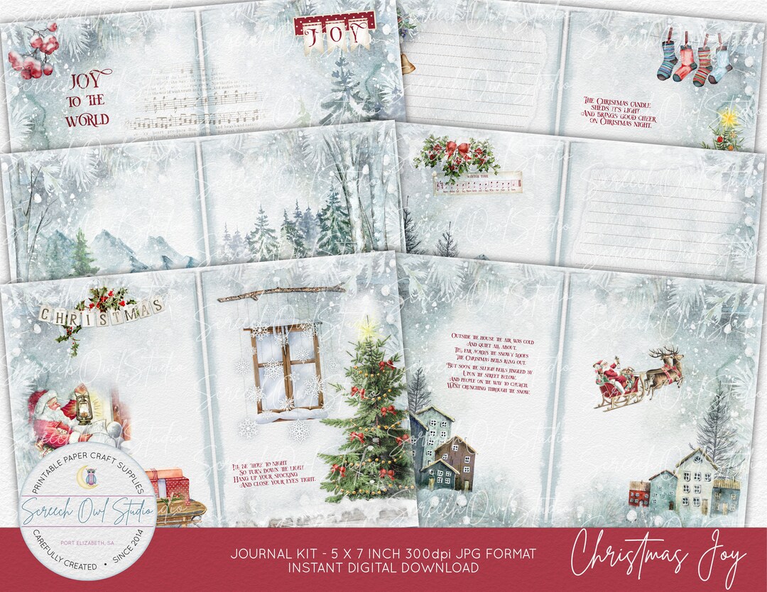 Printable Christmas Journal Kit, 5 X 7 Inch Journaling Pages, Winter ...