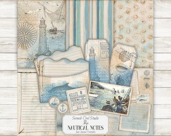 Nautical Journal Printable: Ephemera & Paper Craft Supplies (Digital Download)