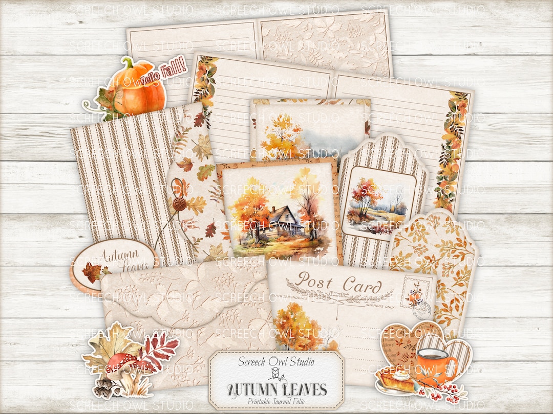 Autumn Junk Journal Ephemera: Printable Paper Crafting Kit (digital ...