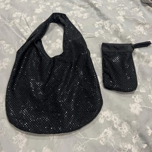 Black Sparkly Fold Up Tote