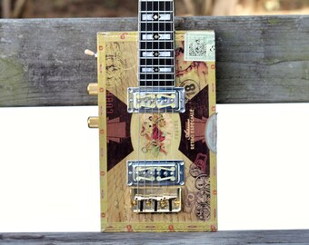 6-String Cigar Box Guitar La Gloria Cubana box w/Dual Goild Forl Pickups by Rose Instruments