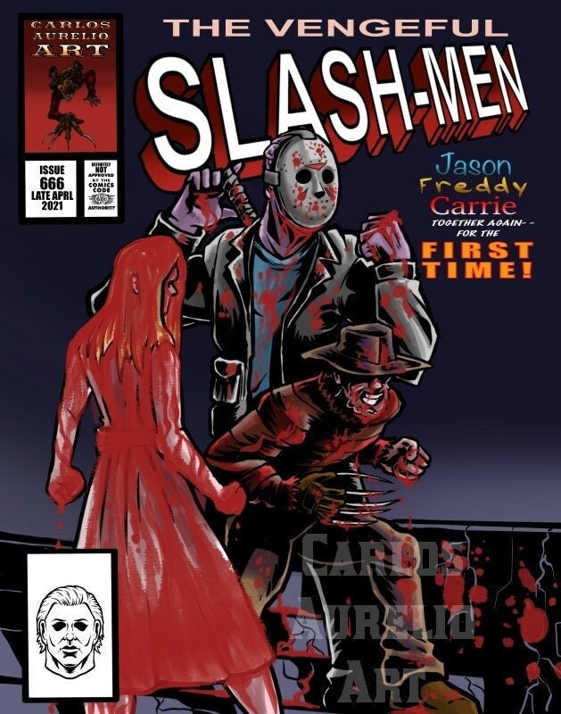 Horror Comic Cover ART PRINT - “Slash-Men” ***Various Sizes***