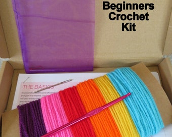 Learn To Crochet for Beginners ‘Letterbox’  Basic Kit with Instructions, yarn hook craft gift for birthdays or Christmas