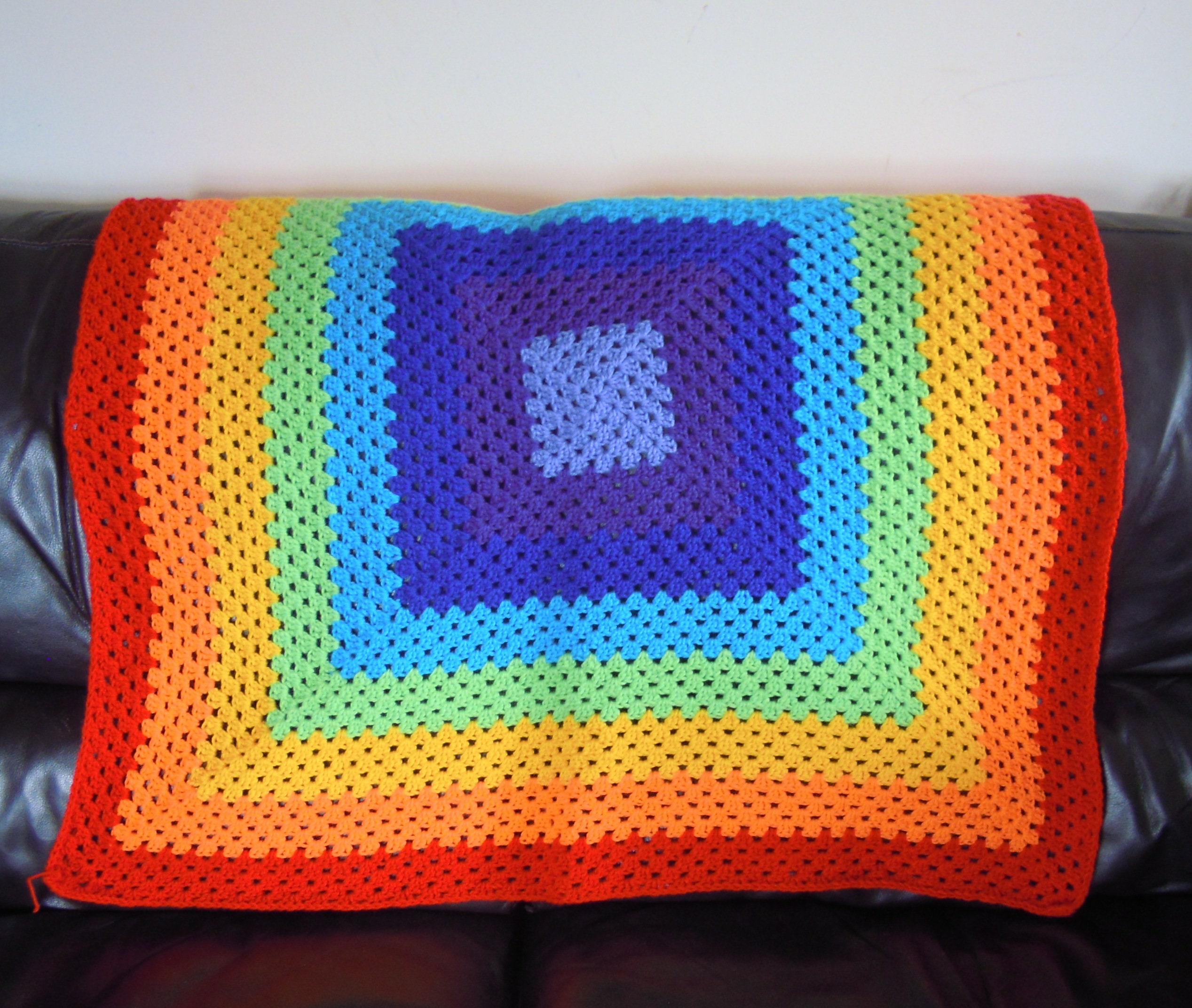 Rainbow Blanket Crochet Kit Lap Blanket Easy Granny Square Etsy UK