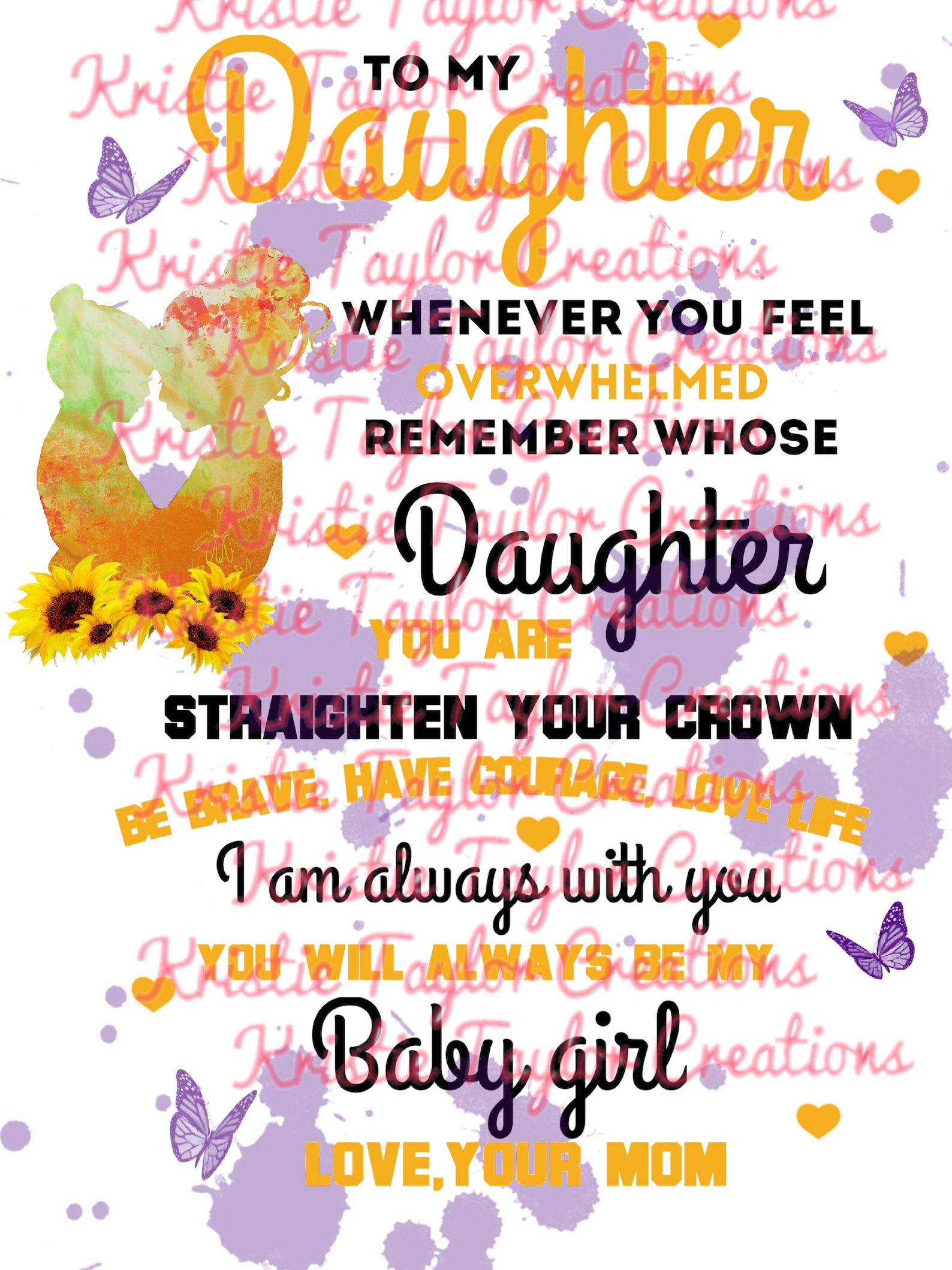Digital download of Daughter encouragement quote with Etsy