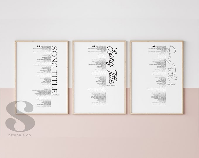 Personalisierter Songtext Druck, Songtext Poster, Personalisiertes Hochzeitsgeschenk, Jahrestag Geschenk, Song Lyric Wandkunst