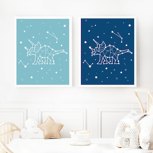 Triceratops Constellation Print: Dinosaur Nursery Wall Art